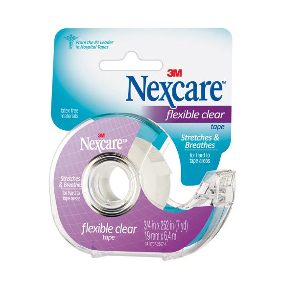 3M Nexcare Flexible Clear Tape with Dispenser, 19mm x 6.4m