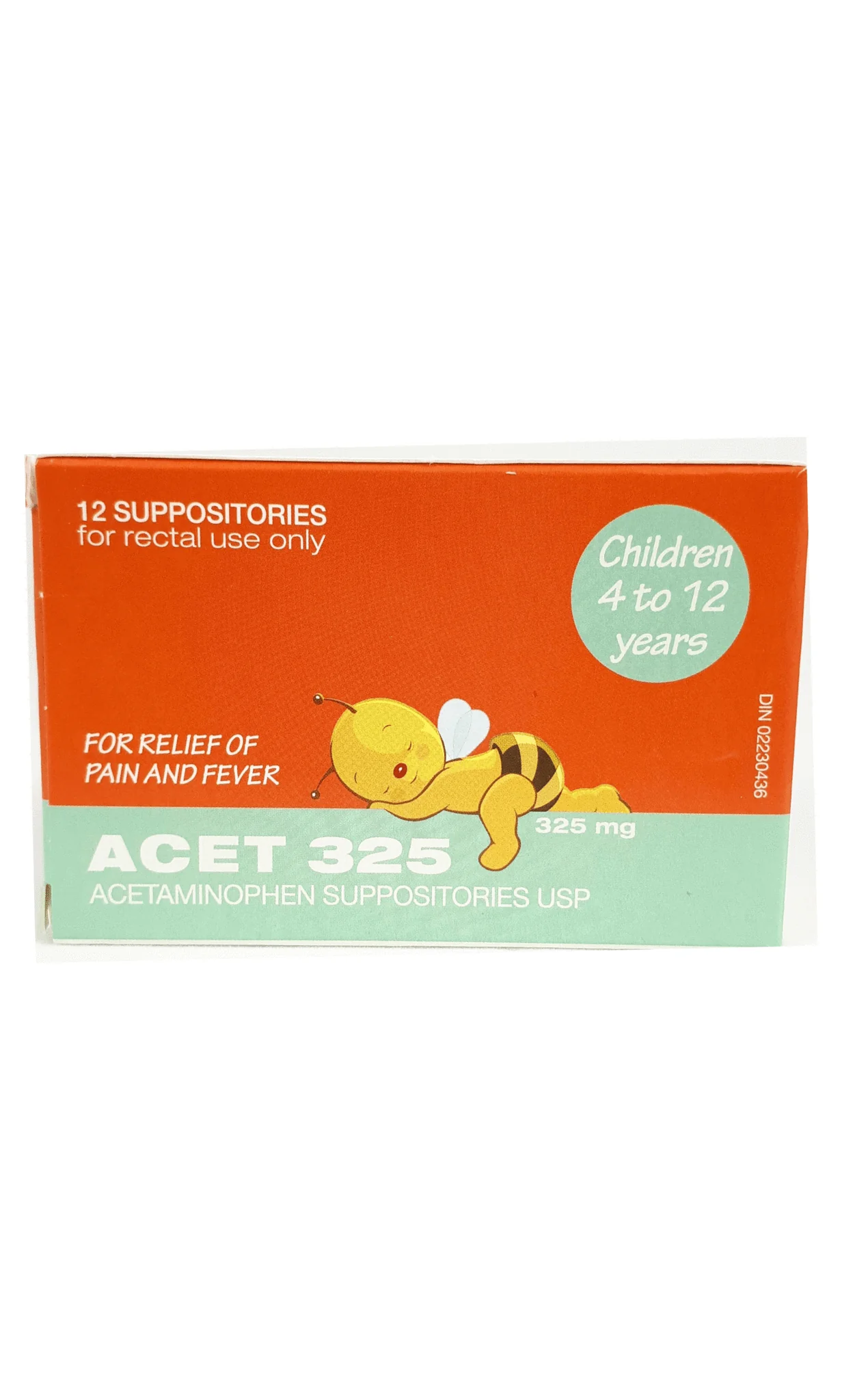 ACET325 Acetaminophen Suppositories (4-12 yrs) - 12 suppositories x 325 mg