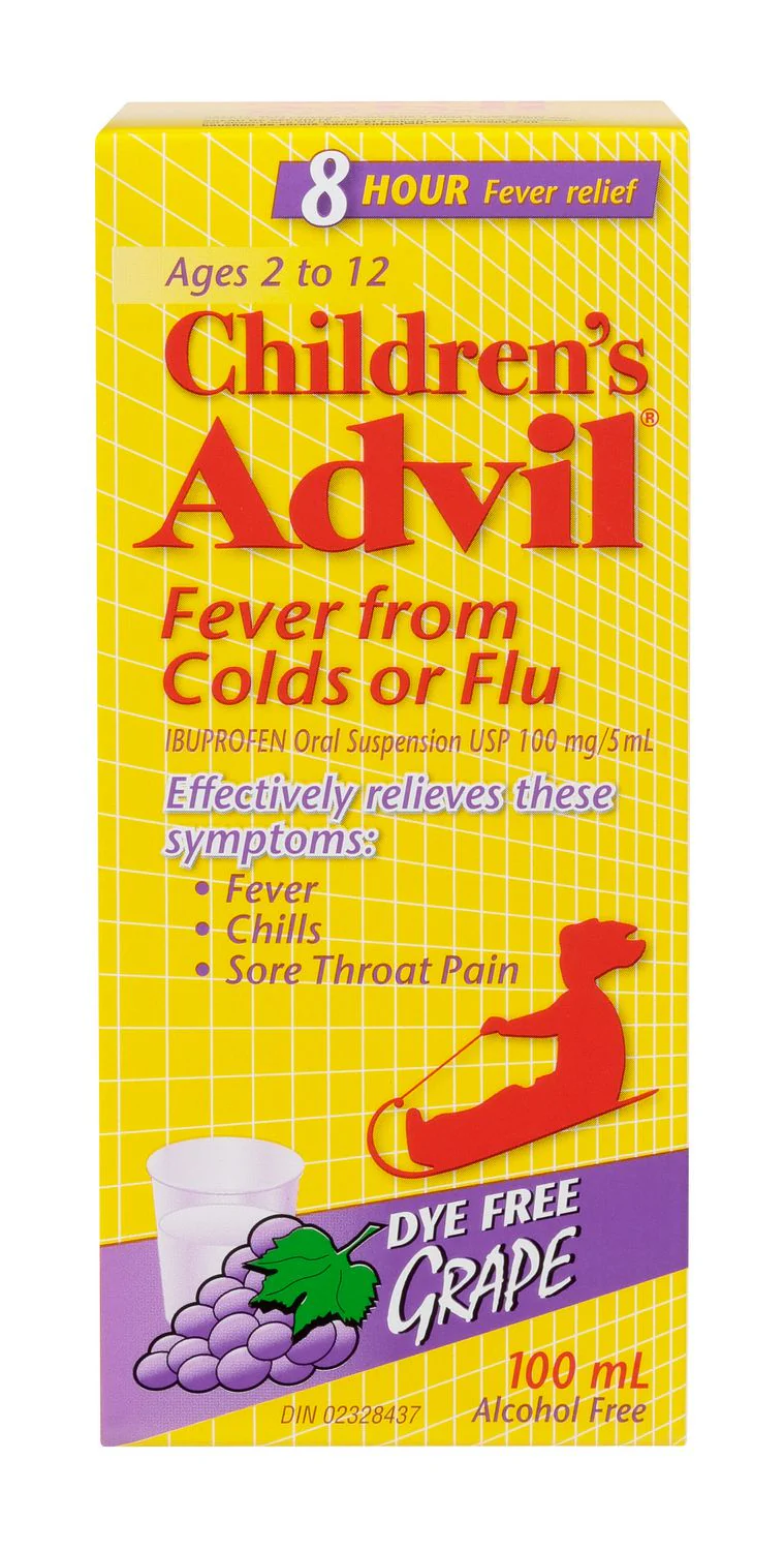 Advil Children's Fever from Colds or Flu, Dye-Free, Grape Flavour - 100 ml