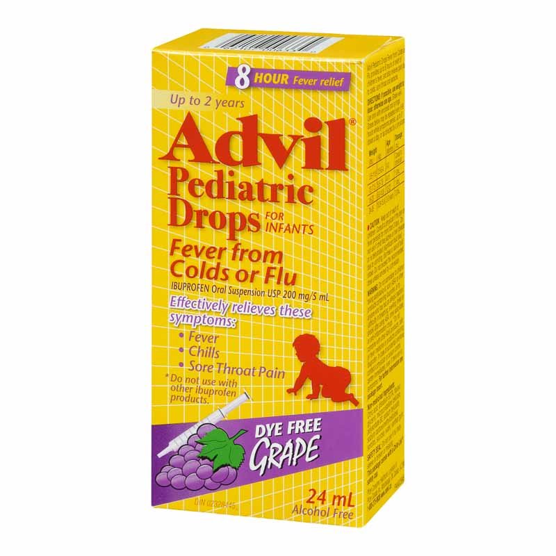 Advil Pediatric Drops for Infants Dye-Free Syrup, Grape Flavour - 24 ml