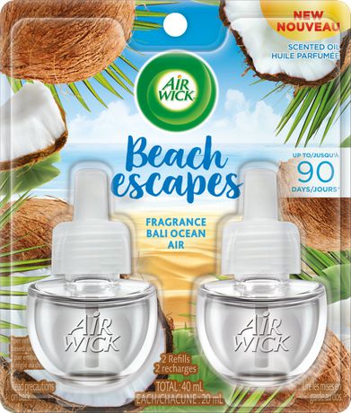 Air Wick Plug-in Air Freshener, Scented Oil Refills, Beach Escapes - 2 refills