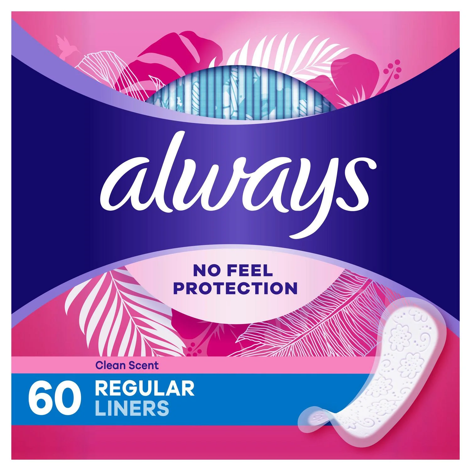 Always Daily Liners, No Feel Protection, Thin Liners, Clean Scent - 60 liners