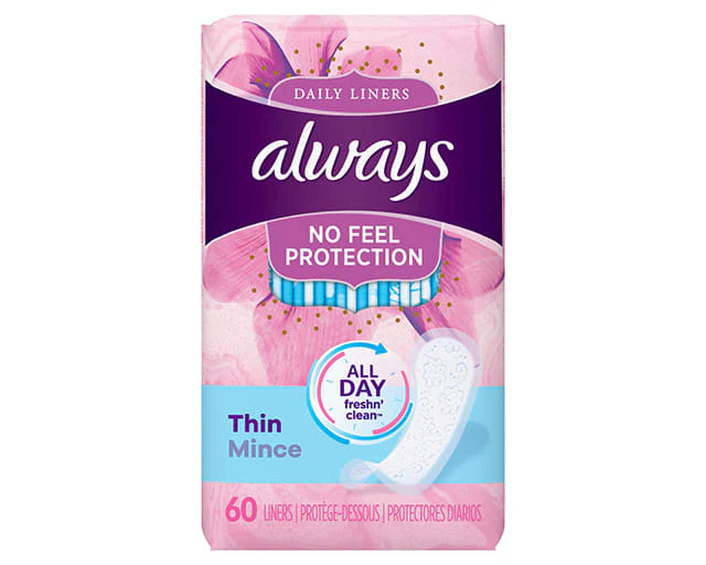 Always Daily Liners, No Feel Protection, Thin Liners, Unscented