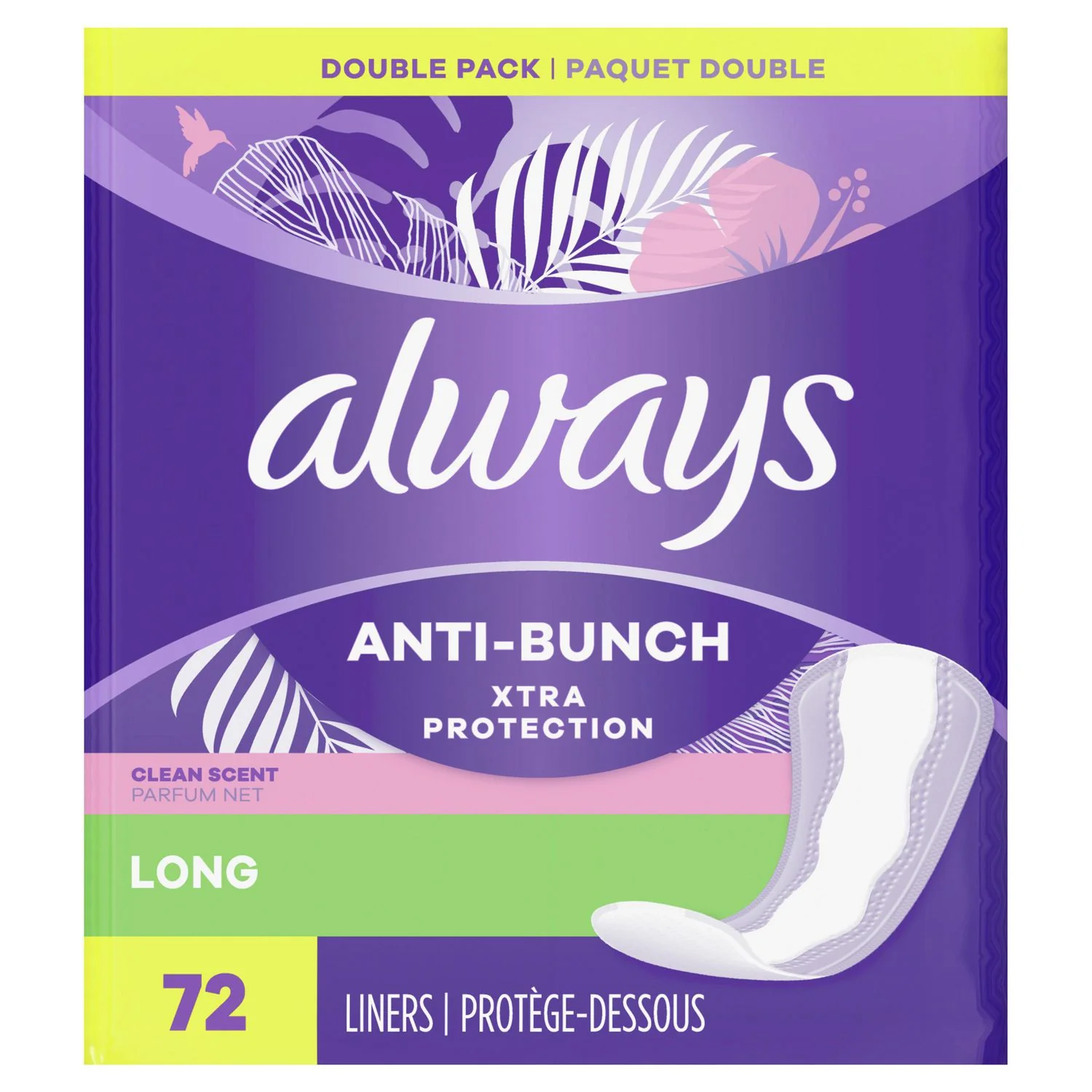 Always Daily Liners Xtra Protection, Long , Clean Scent - 72 liners