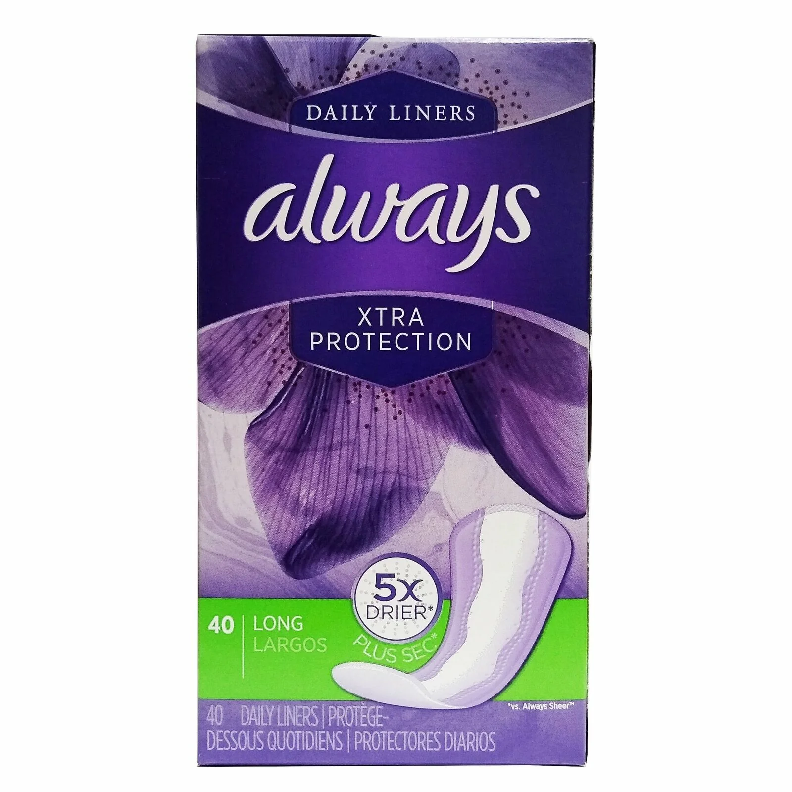 Always Daily Liners Xtra Protection Long Liners - 40 liners
