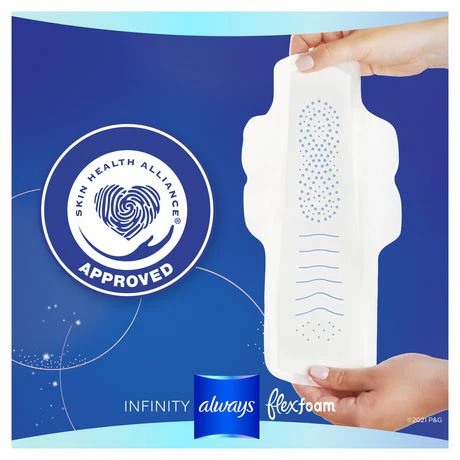 Always Infinity with FlexFoam Size 4 Overnight Pads with Wings, Unscented - Image 4