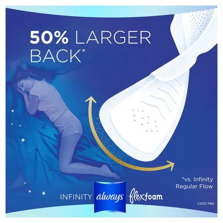 Always Infinity with FlexFoam Size 4 Overnight Pads with Wings, Unscented - Image 5