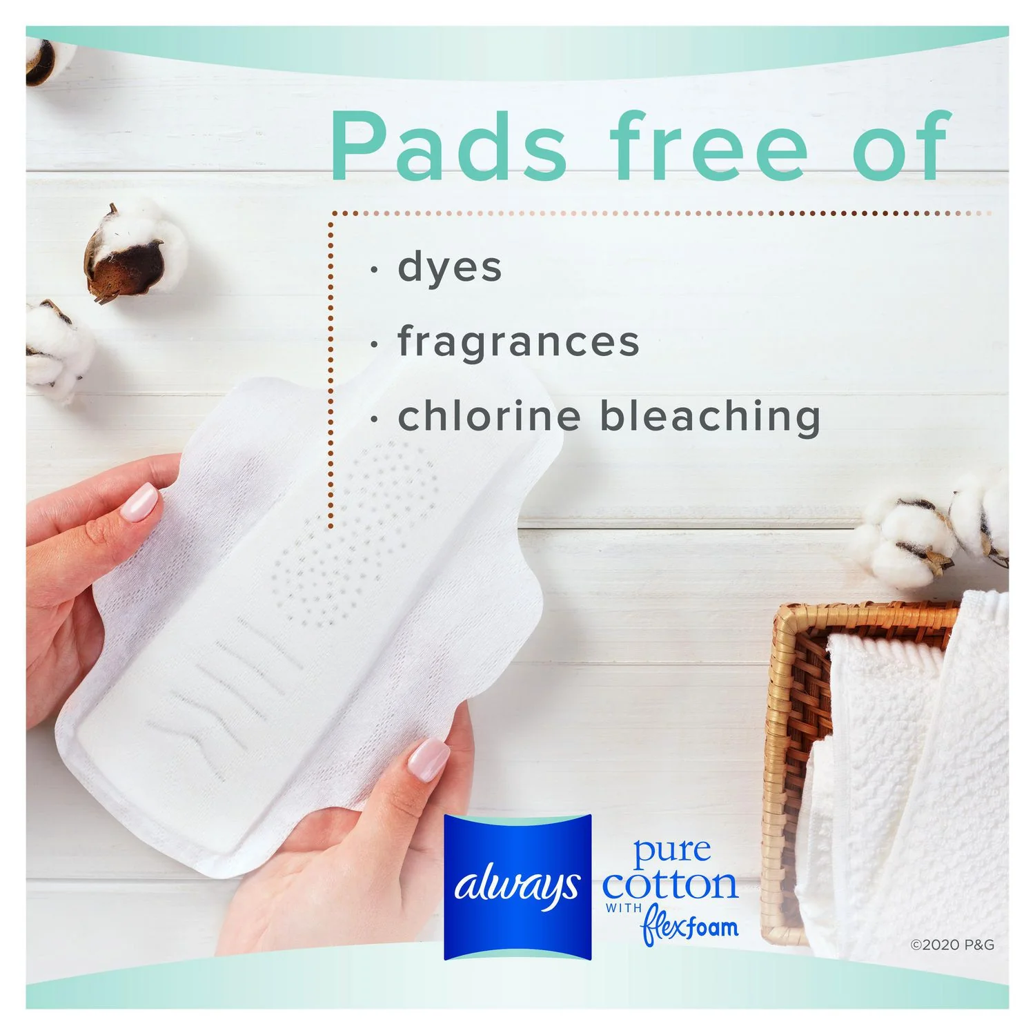 Always Pure Cotton with FlexFoam Size 1 Regular Flow Pads with Wings, Unscented - Image 5