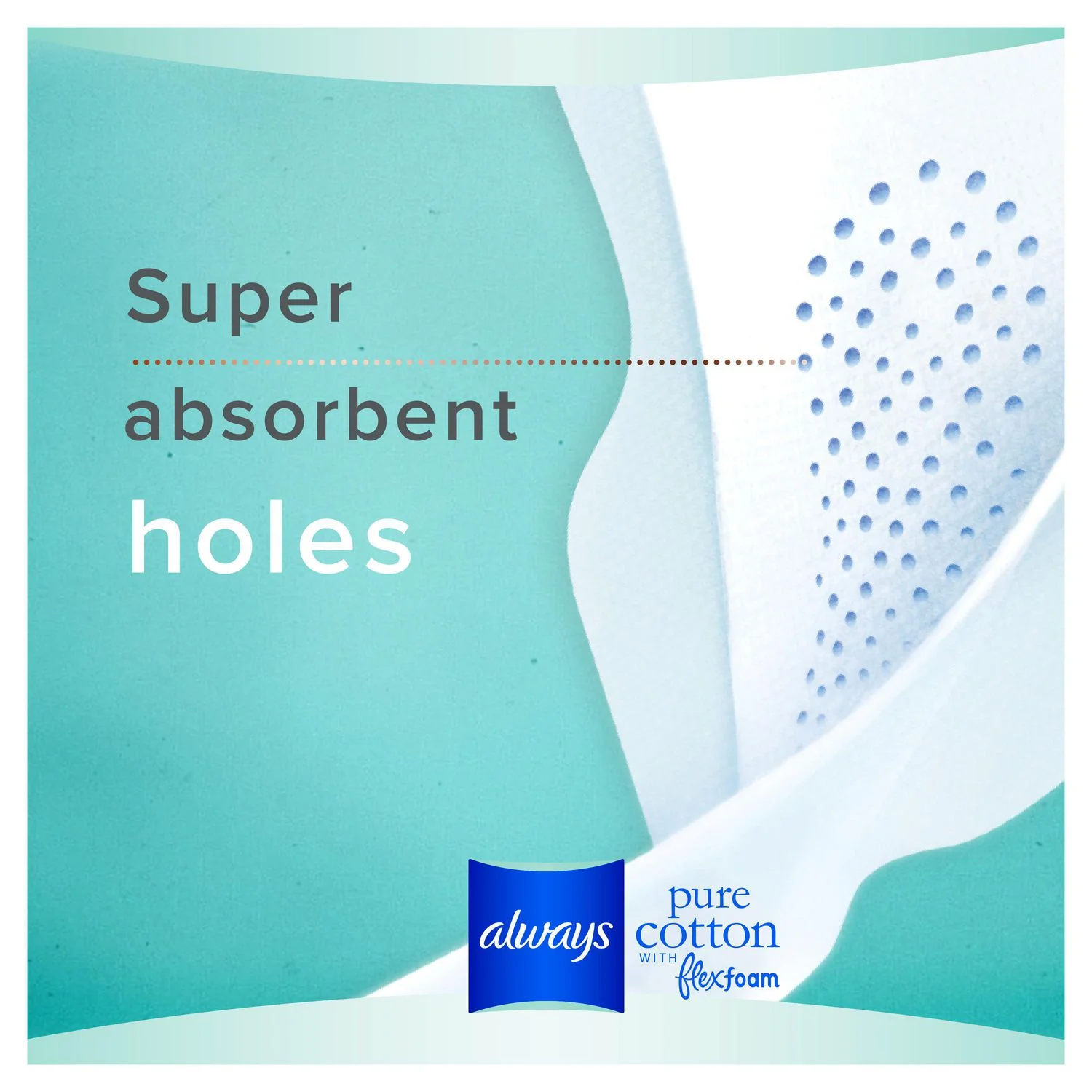 Always Pure Cotton with FlexFoam Size 2 Heavy Flow Pads with Wings, Unscented - Image 5