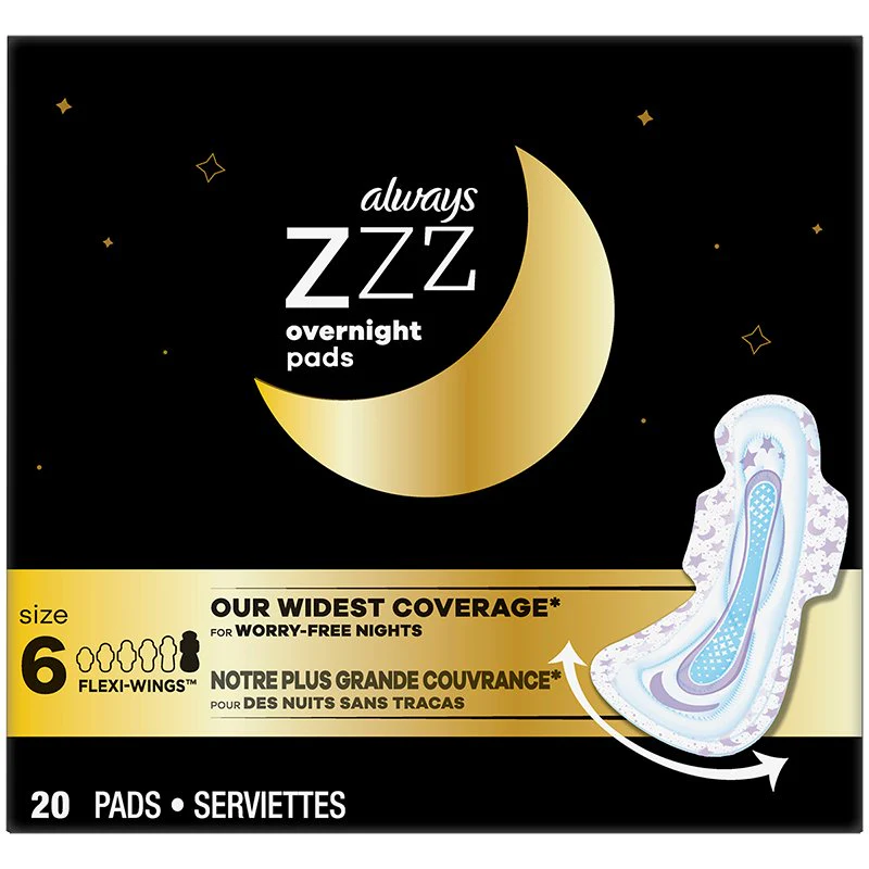 Always Zzzz Overnight Pads, Size 6
