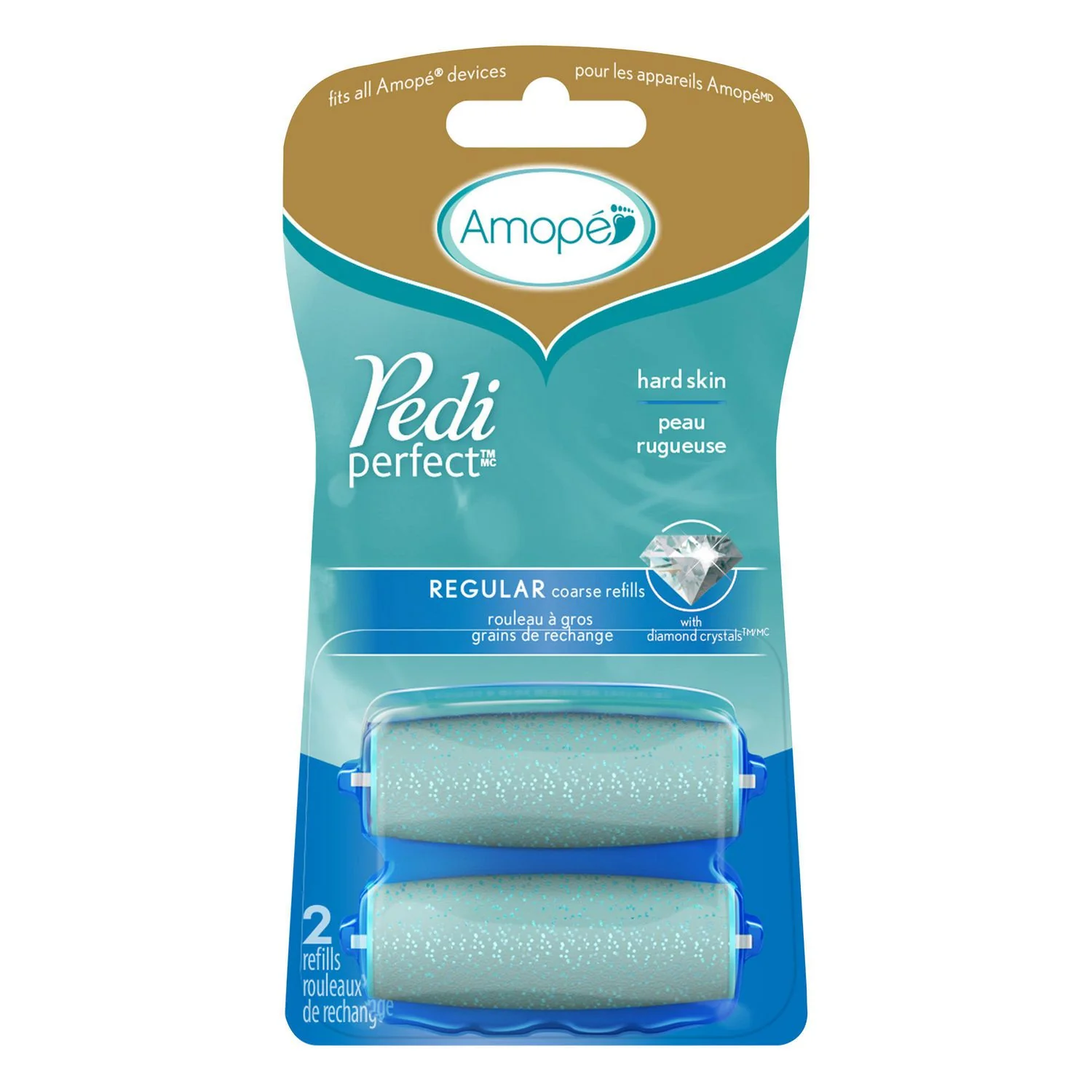Amope Pedi Perfect Regular Coarse Refills - 2 roller heads