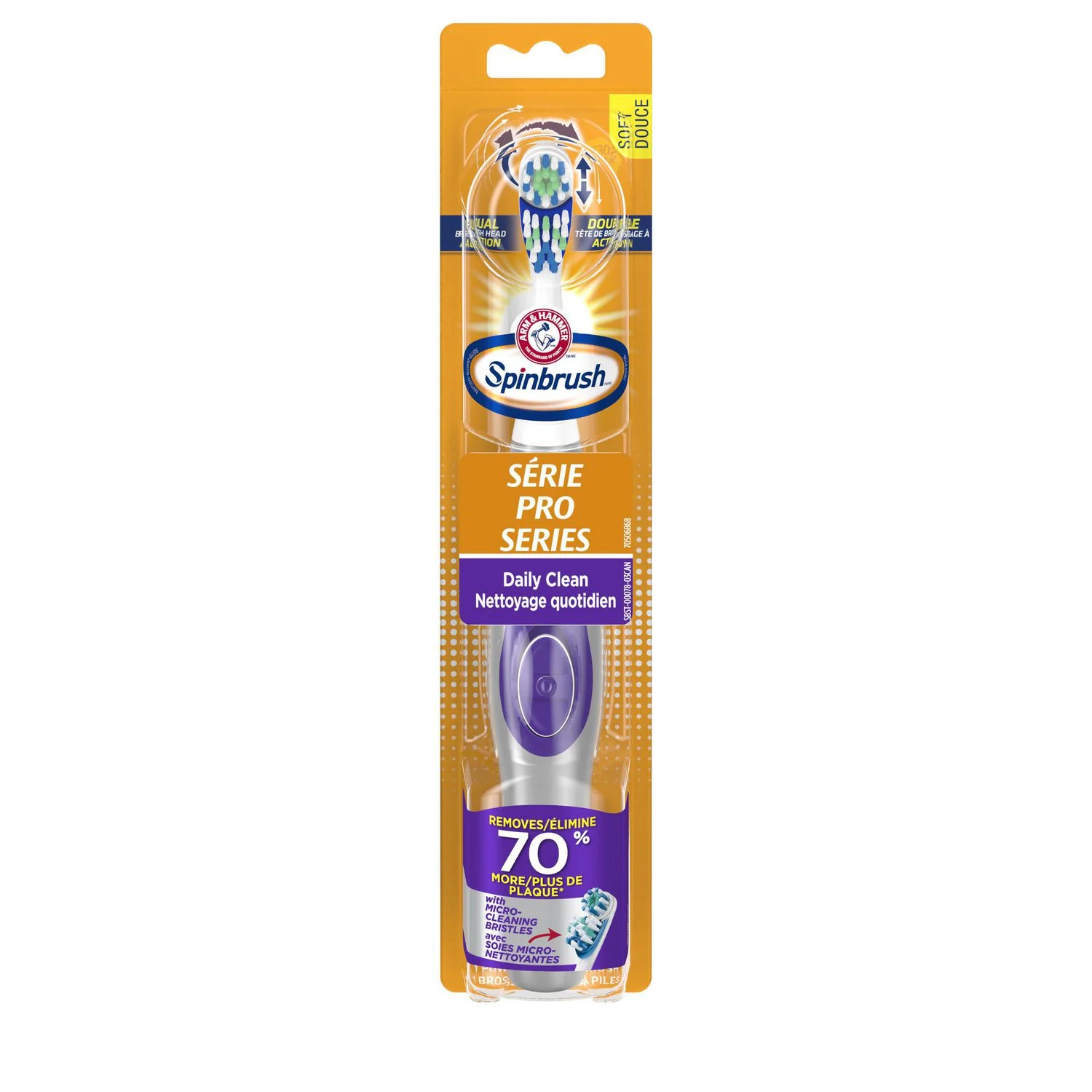 Arm & Hammer Spinbrush Pro Series Soft Daily Clean Toothbrush (battery included), Soft - 1 toothbrush