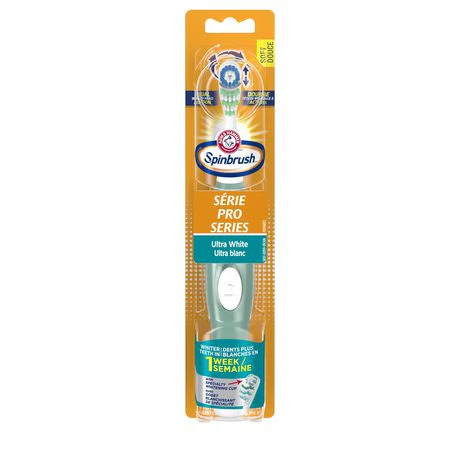 Arm & Hammer Spinbrush Pro Series Soft Ultra White Electric Toothbrush (battery included), Soft - 1 toothbrush