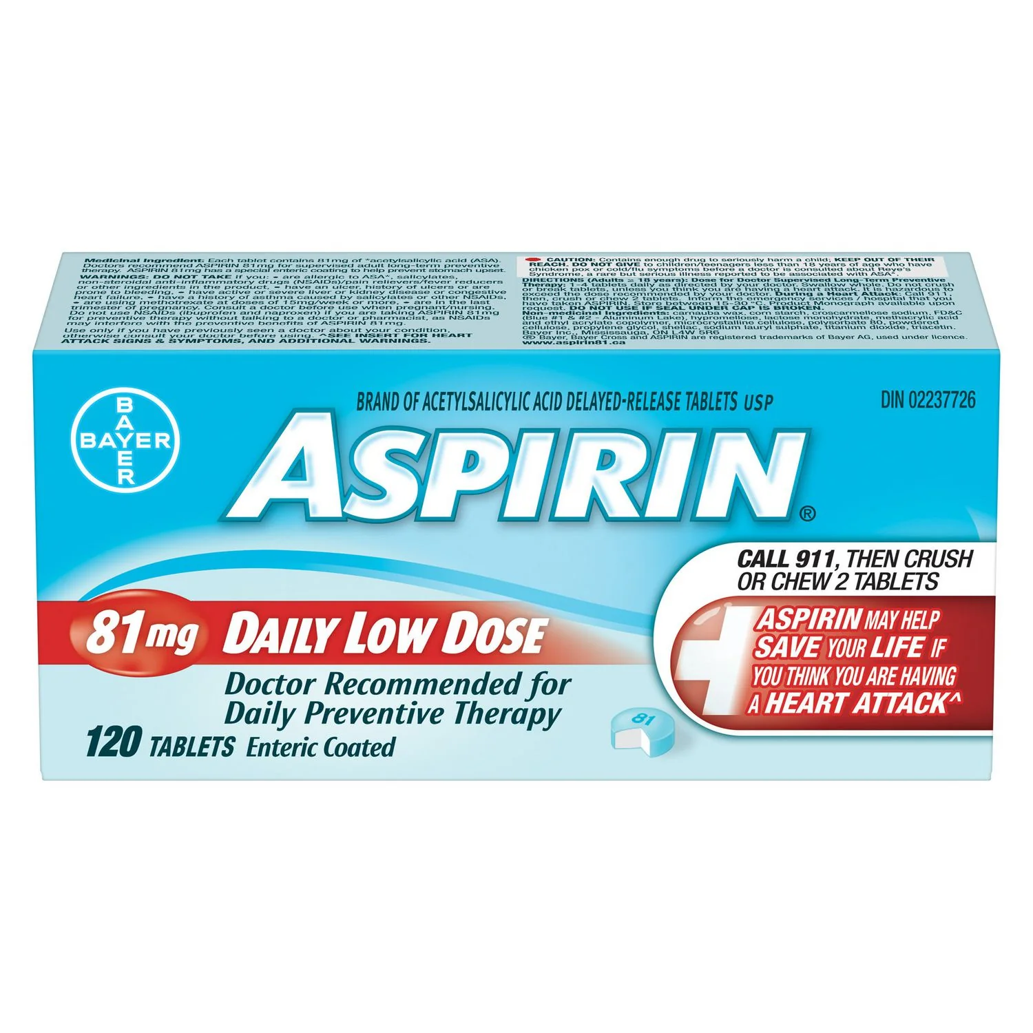 Aspirin Daily Low Dose Coated Tablets - 81 mg