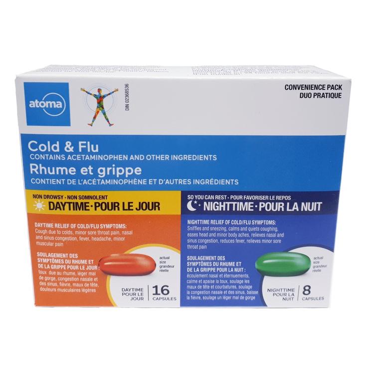 Atoma Cold & Flu Daytime & Nighttime Relief Capsules - 24 capsules