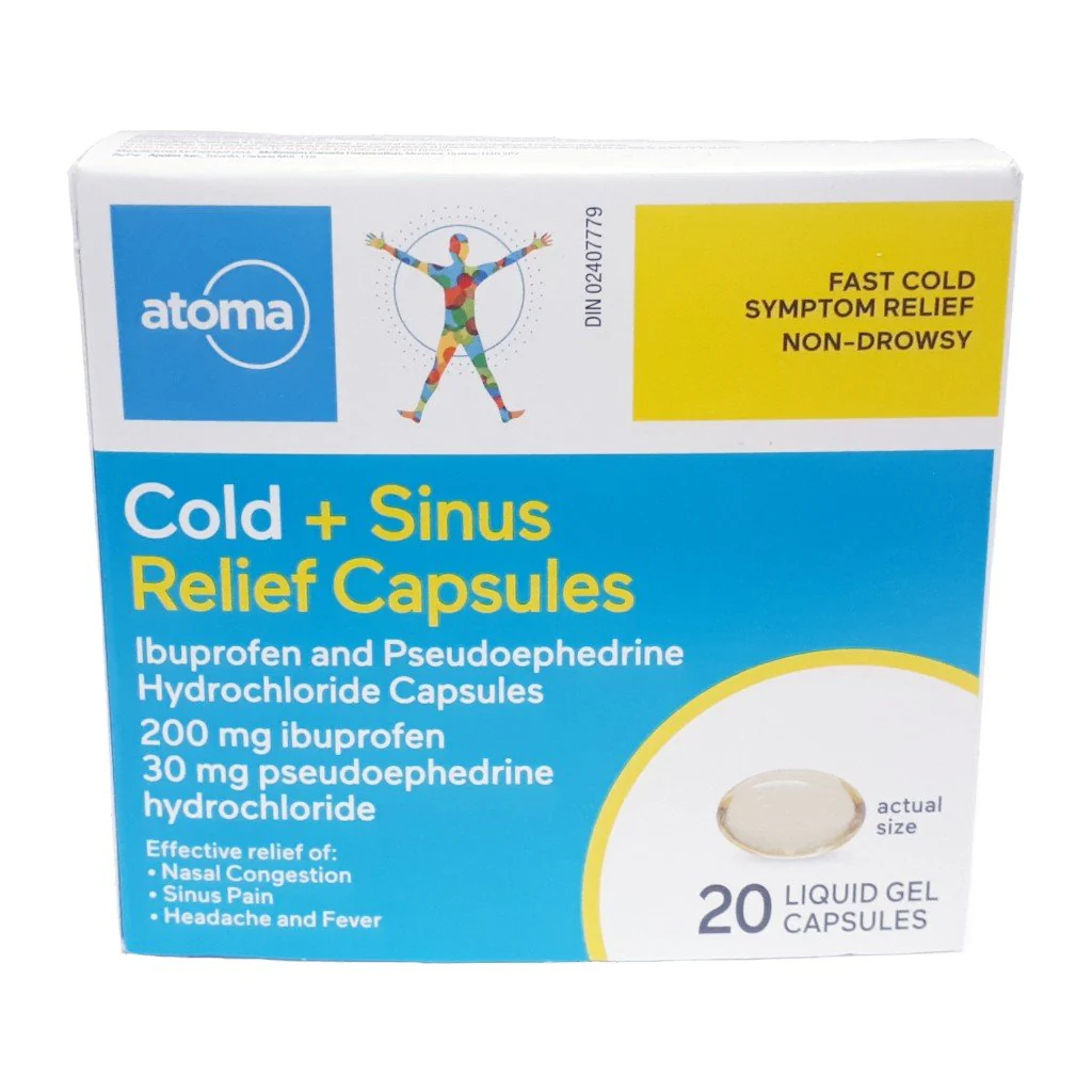 Atoma Cold + Sinus Relief Capsules, Non-Drowsy Liquid Gels