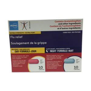 Atoma Extra Strength Flu Relief, Day & Night Caplets - 20 caplets