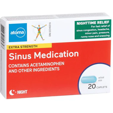 Atoma Extra Strength Sinus Medicine Nighttime Relief -  20 caplets
