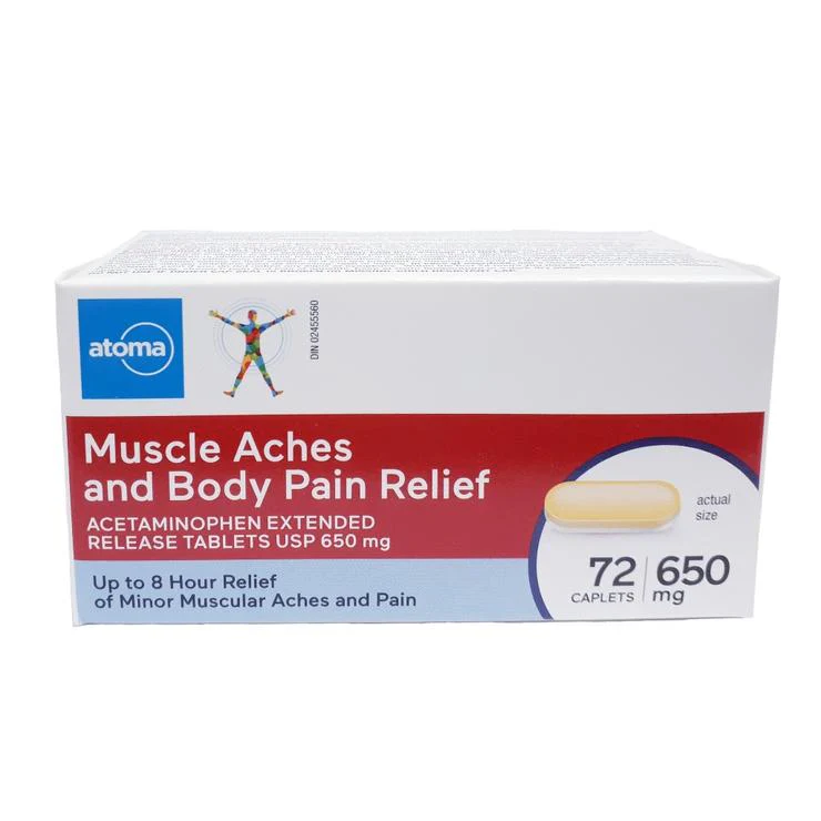 Atoma Muscle Aches and Body Pain Relief Acetaminophen 650 mg - 72 caplets