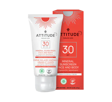 Attitude Face Sunscreen SFP 30, Fragrance Free - 75 g