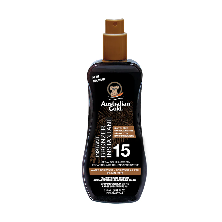 Australian Gold Spray Gel Sunscreen Instant Bronzer SPF 15 - 237 mL