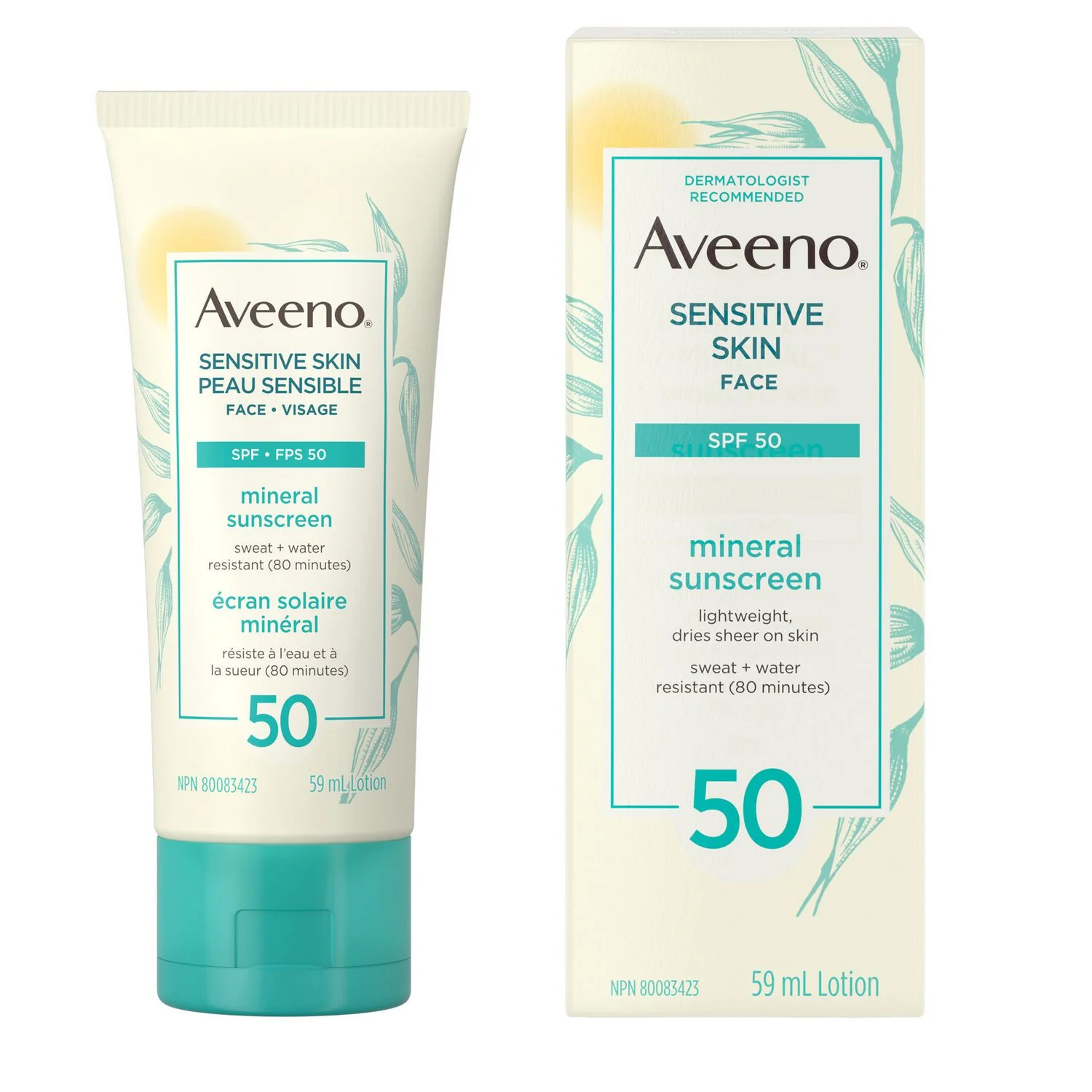 Aveeno Mineral Face Sunscreen Lotion for Sensitive Skin SPF 50 - 59 ml