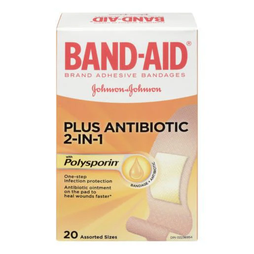 Band-Aid Plus Antibiotic, with Polysporin Adhesive Bandages - 20 assorted sizes