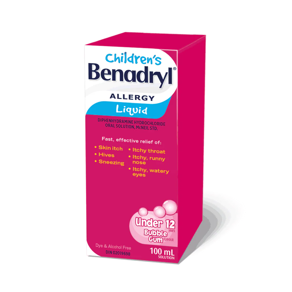 Benadryl Children's Allergy Liquid, Bubble Gum Flavour - 100 ml