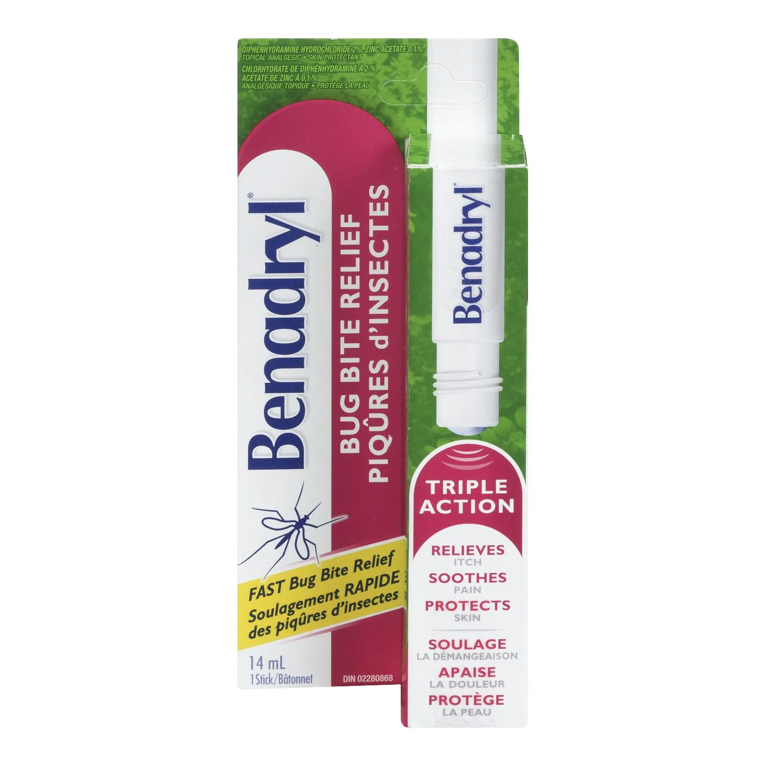 Benadryl Triple Action Itch Relief and Pain Relief Stick for Bug Bites - 14 ml