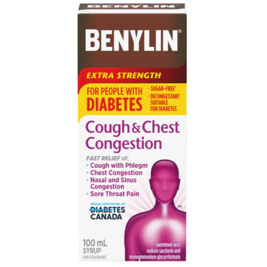 Benylin Extra Strength Cough & Chest Congestion Syrup for People with Diabetes - 100 ml
