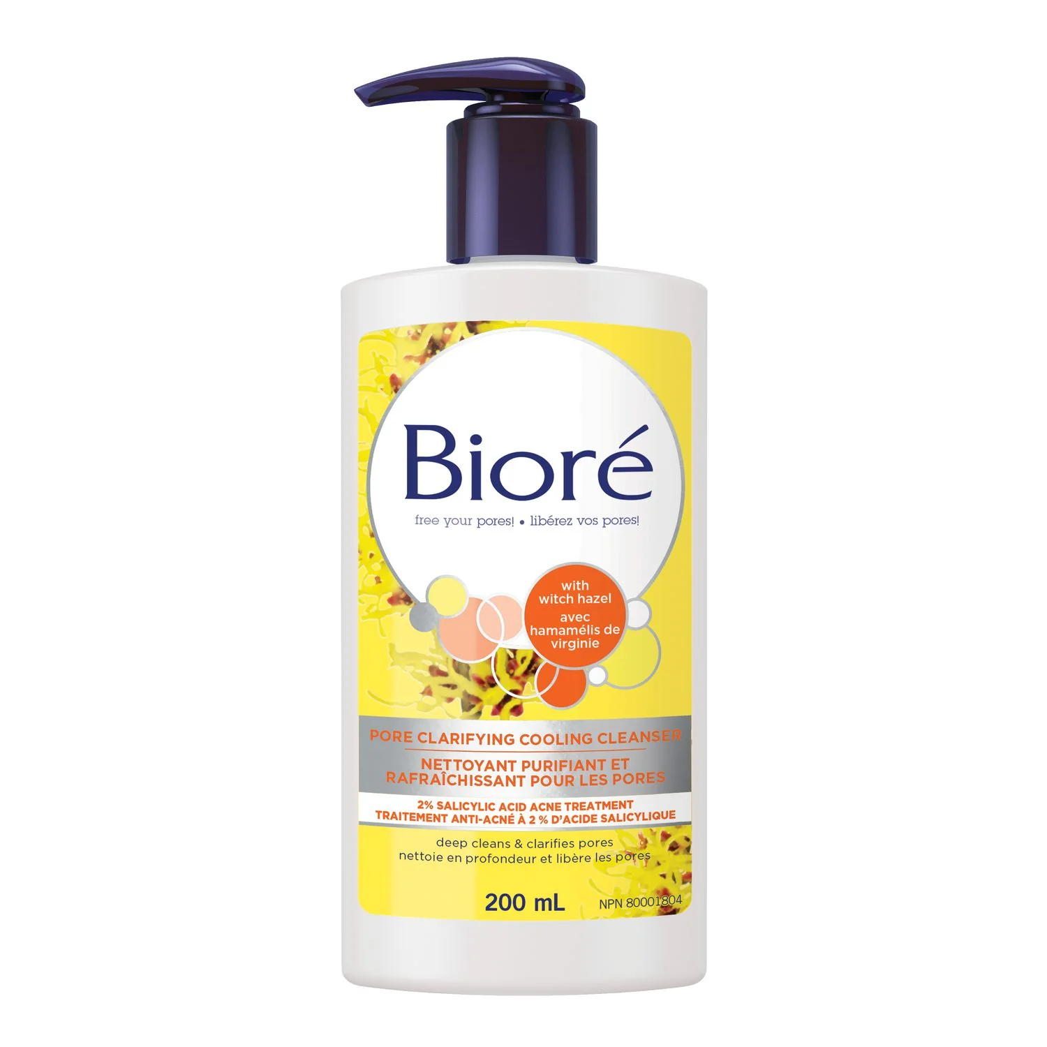 Biore Pore Clarifying Cooling Cleanser, 2% Salicylic Acid Acne Treatment, With Witch Hazel - 200 mL