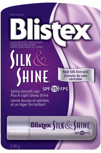 Blistex Silk and Shine,  Sunscreen, Lip Protectectant, Real Silk Extracts, Satiny Smooth Lips - 3.69g