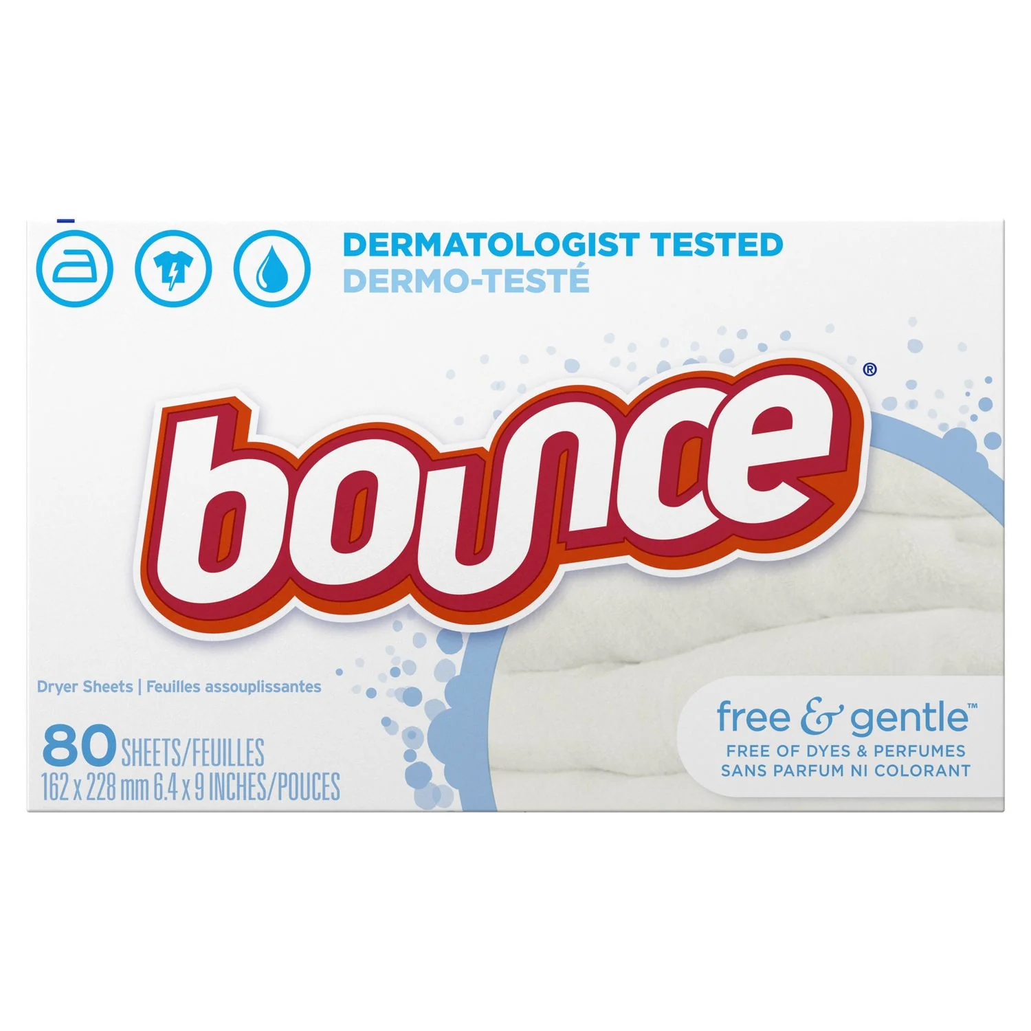 Bounce Dryer Sheets, Free & Gentle - 80 sheets