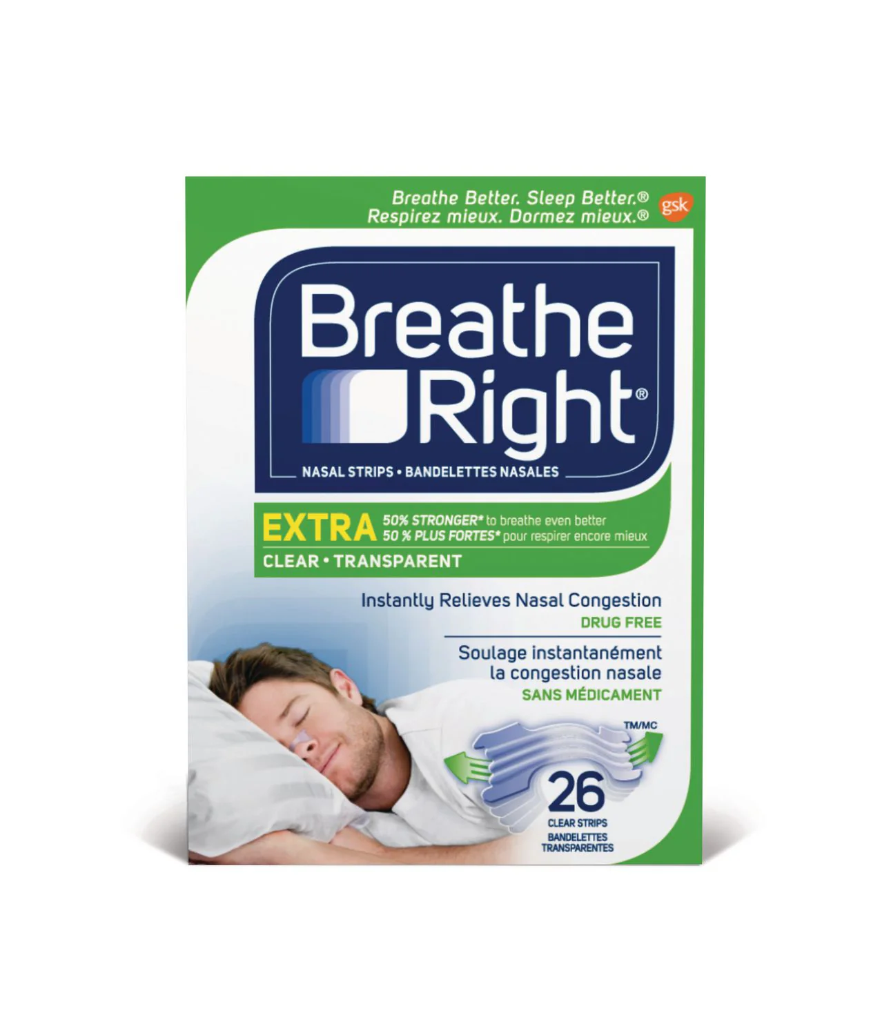 Breathe Right Extra Strength, Clear - 8 strips - Image 2