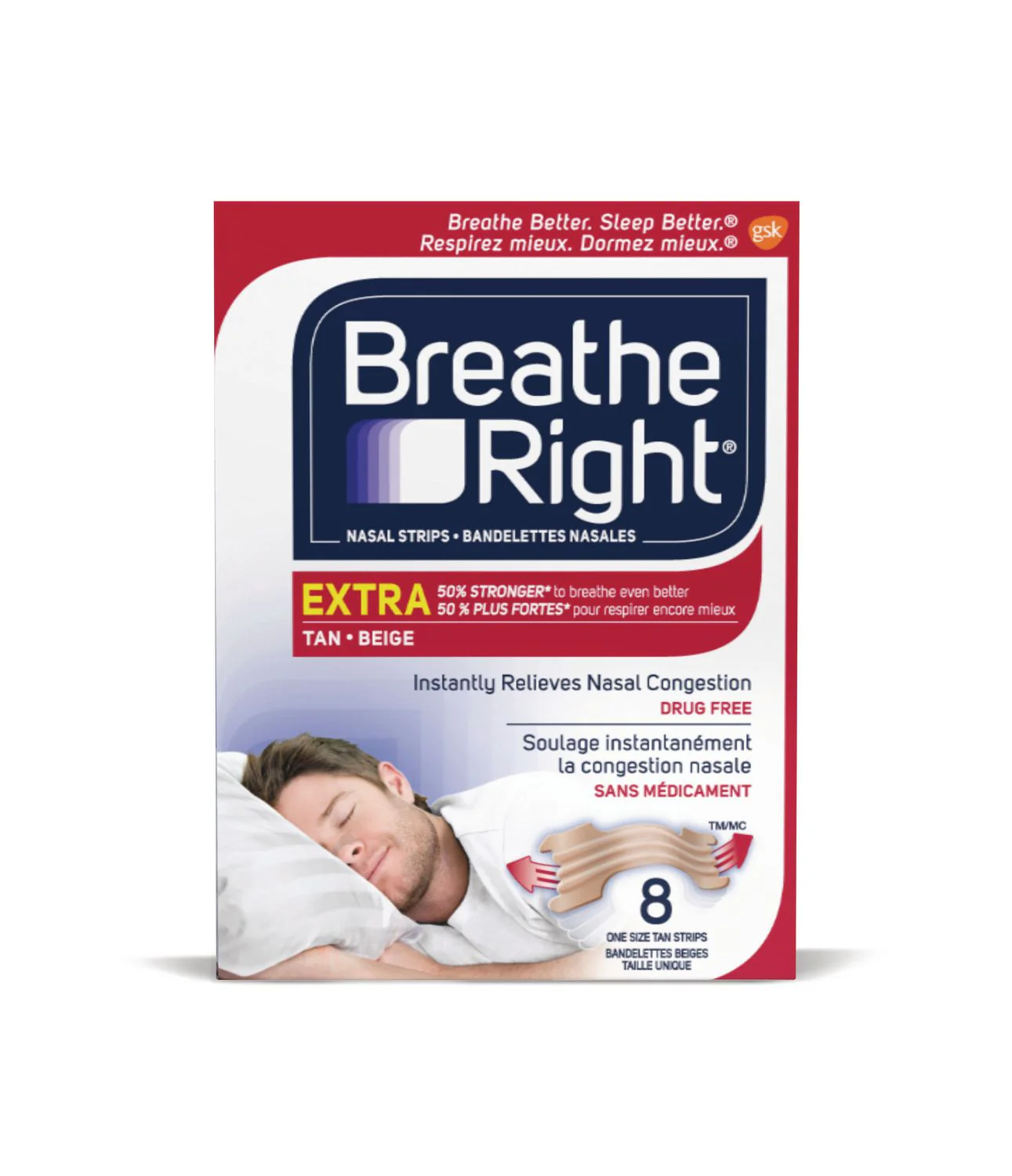 Breathe Right Extra Strength, Tan - 8 strips