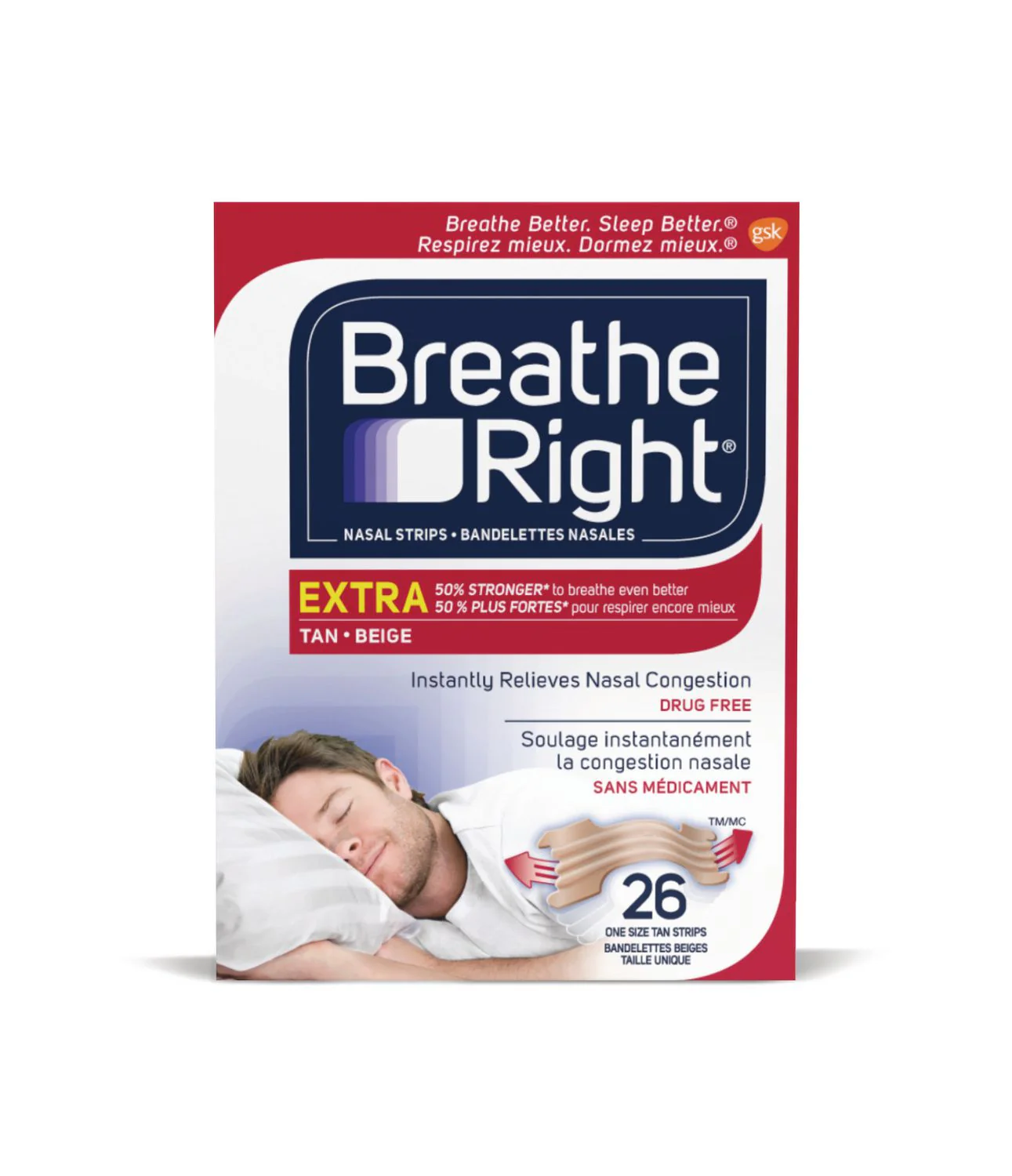 Breathe Right Extra Strength, Tan - 8 strips - Image 2