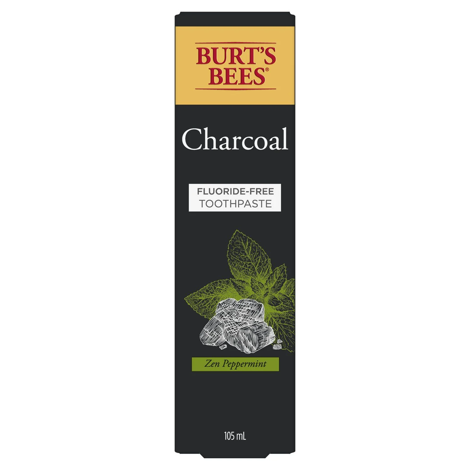 Burt’s Bees Toothpaste, Fluoride Free, Charcoal, Zen Peppermint - 105 ml