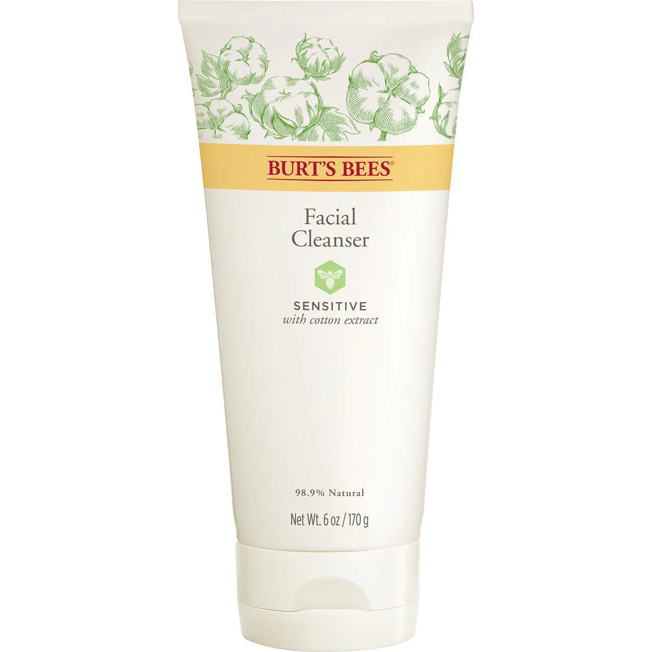 Burt's Bees Facial Cleanser, Sensitive With Cotton Extract - 170 g