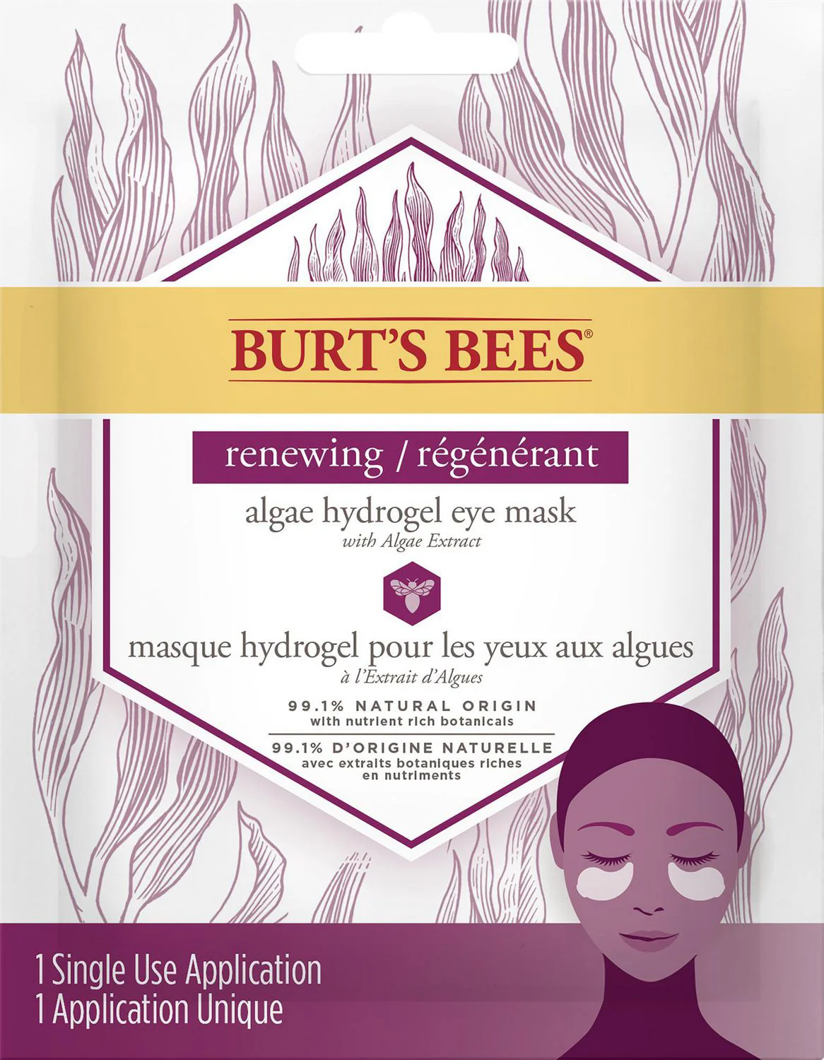 Burt's Bees Renewing Algae Hydrogel Eye Mask - 1 single use application