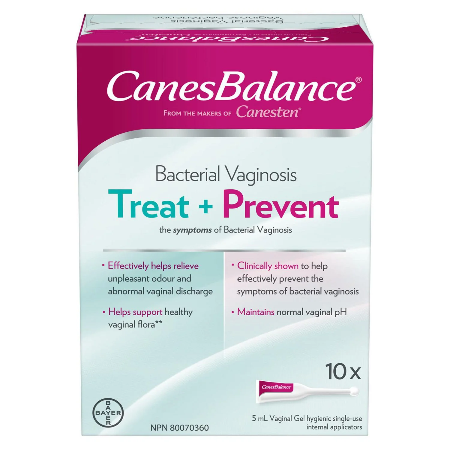 CanesBalance Vaginal Gel Treat + Prevent Bacterial Vaginosis - 10 x 5ml hygienic single use internal applicators