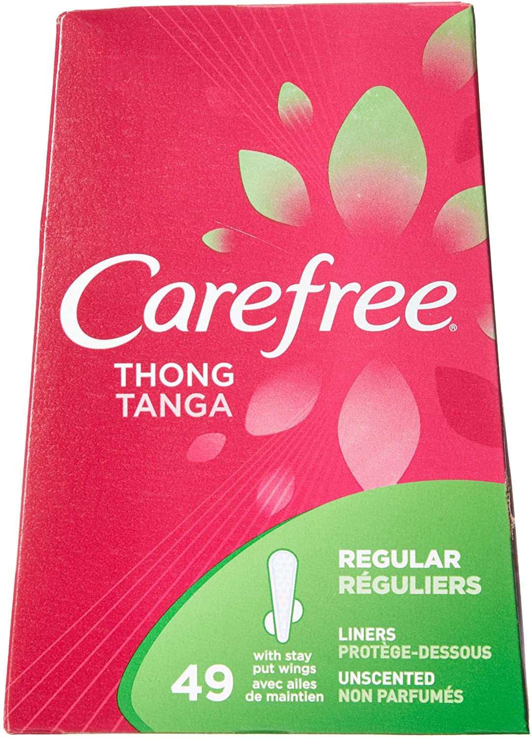 Carefree Regular Thong Liners with Wings, Unscented - 49 liners