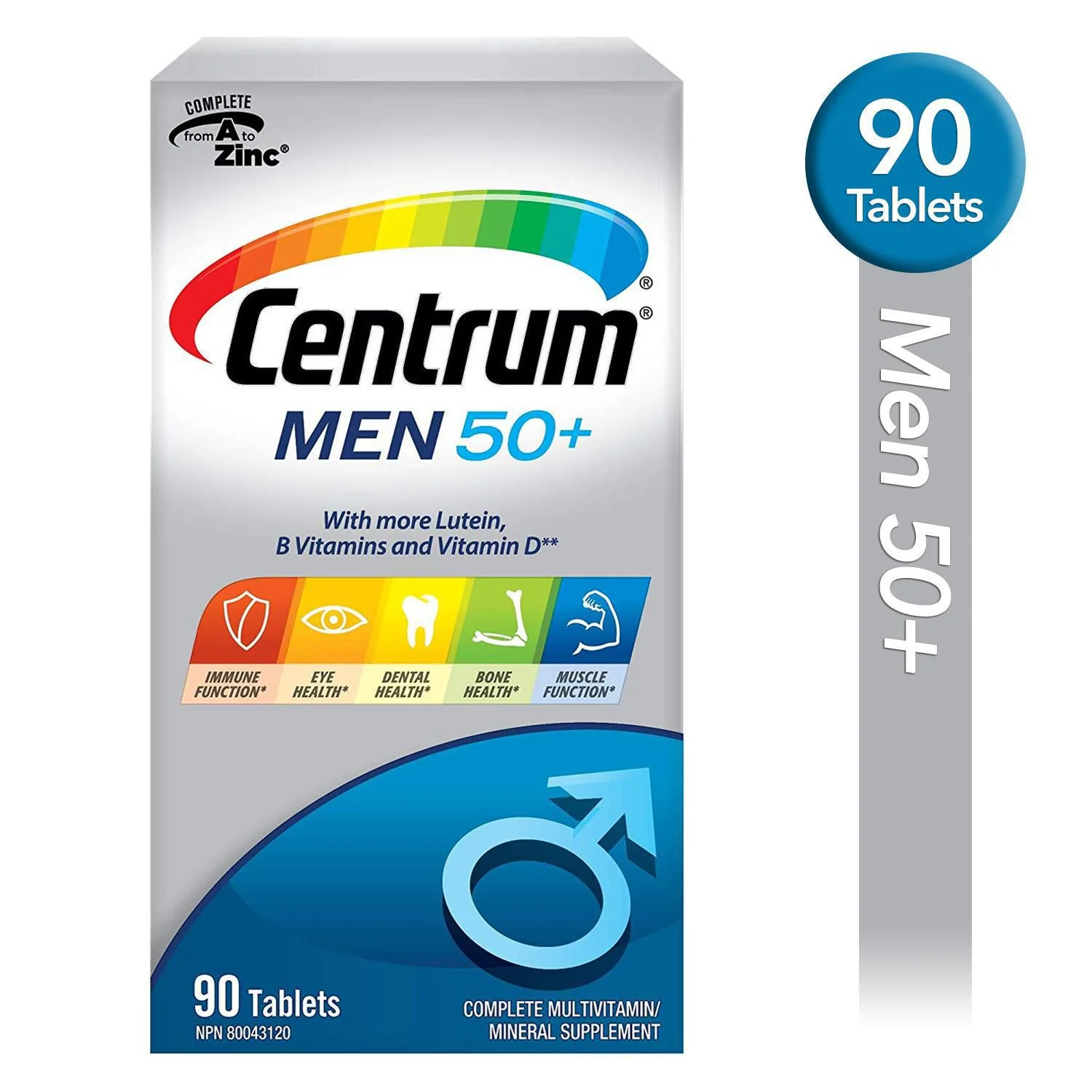Centrum Men 50+ Multivitamin and Multimineral Supplement Tablets - 90 tablets