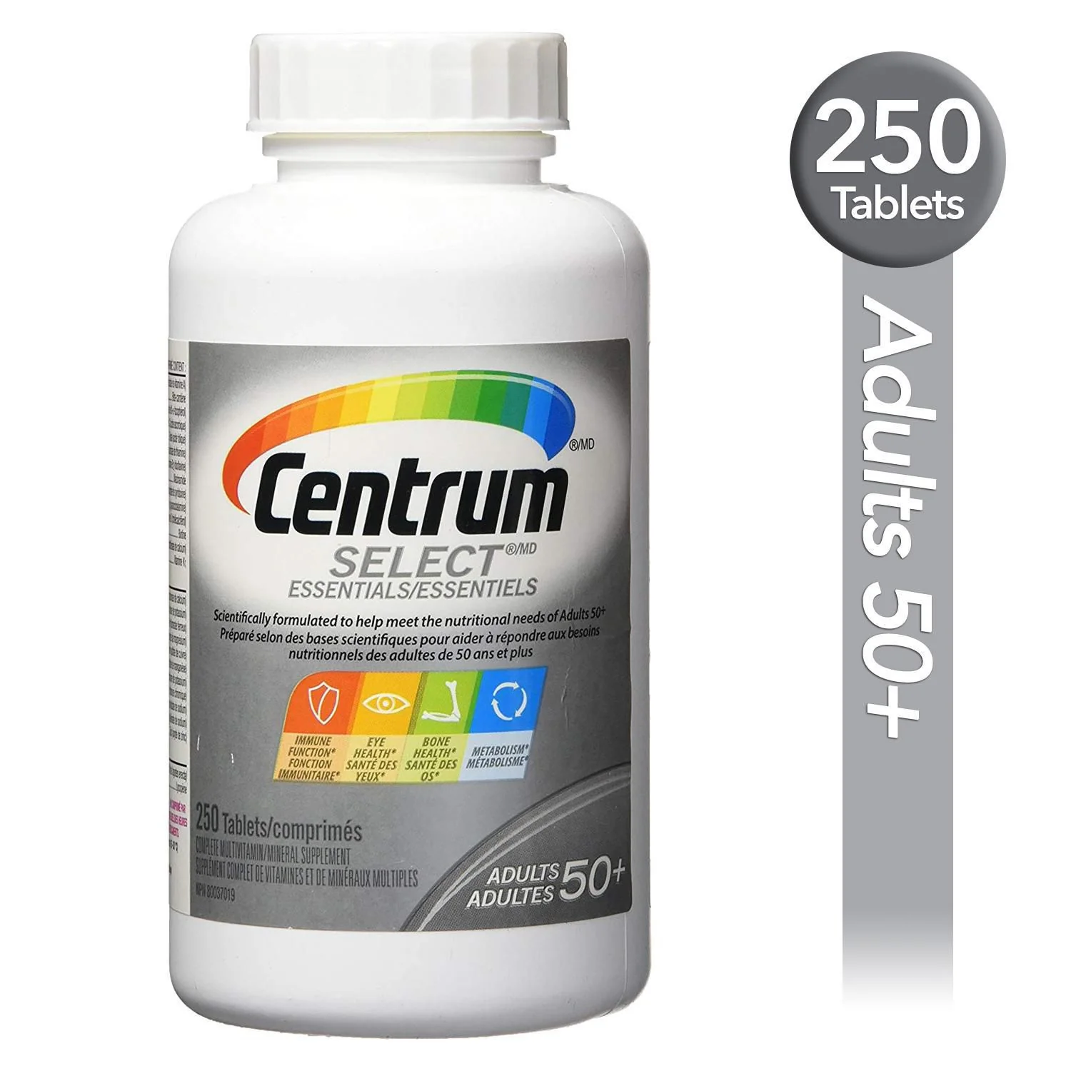 Centrum Select Essentials Adults 50+ Multivitamin and Multimineral Supplement Tablets - 250 tablets