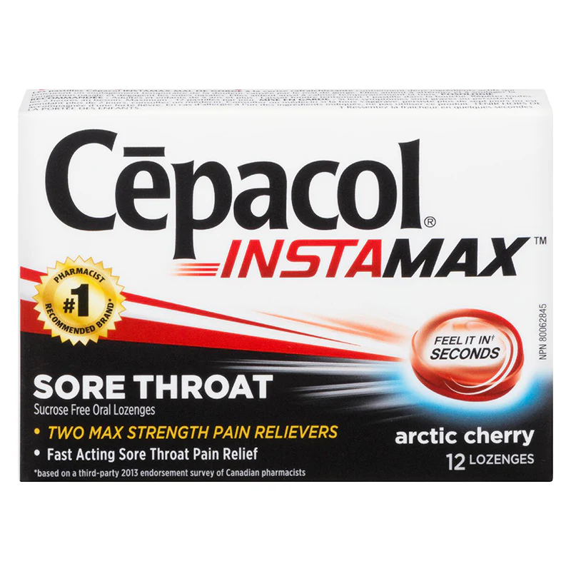 Cepacol InstaMax Sore Throat Lozenges, Arctic Cherry Flavour