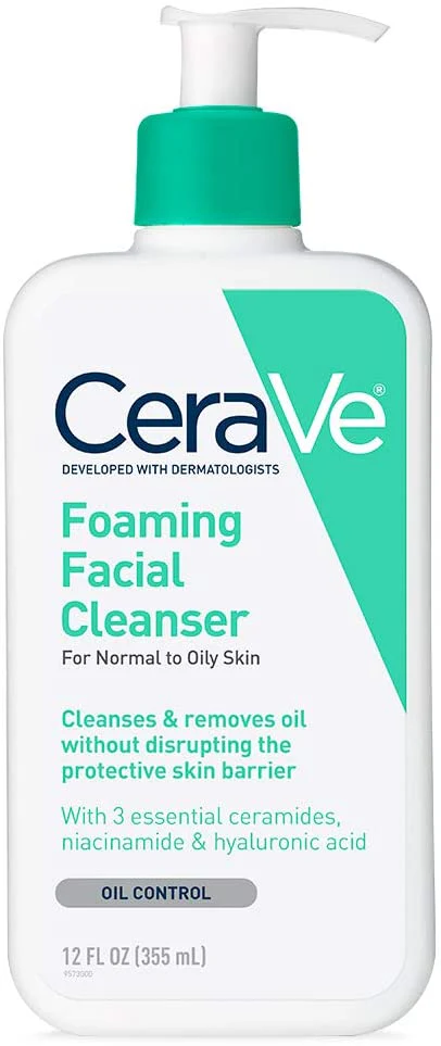 Cerave Foaming Facial Cleanser For Normal To Oily Skin, With 3 essential Ceramides, Niacinamide And Hyaluronic Acid, Oil Control