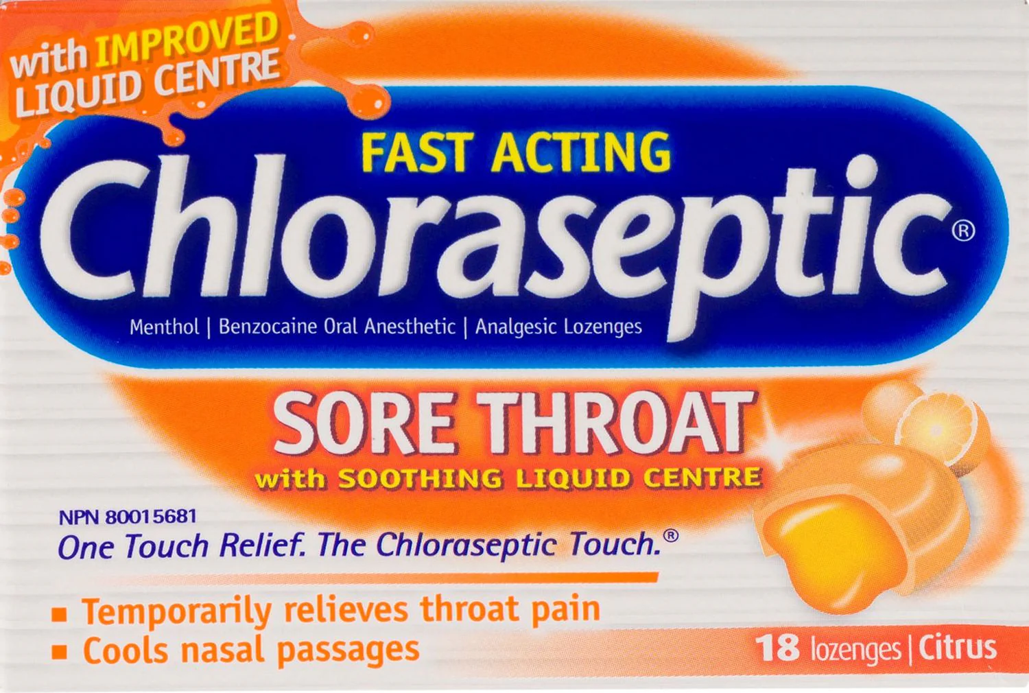 Chloraseptic Warming Sore Throat Lozenges, Citrus Flavour - 18 lozenges