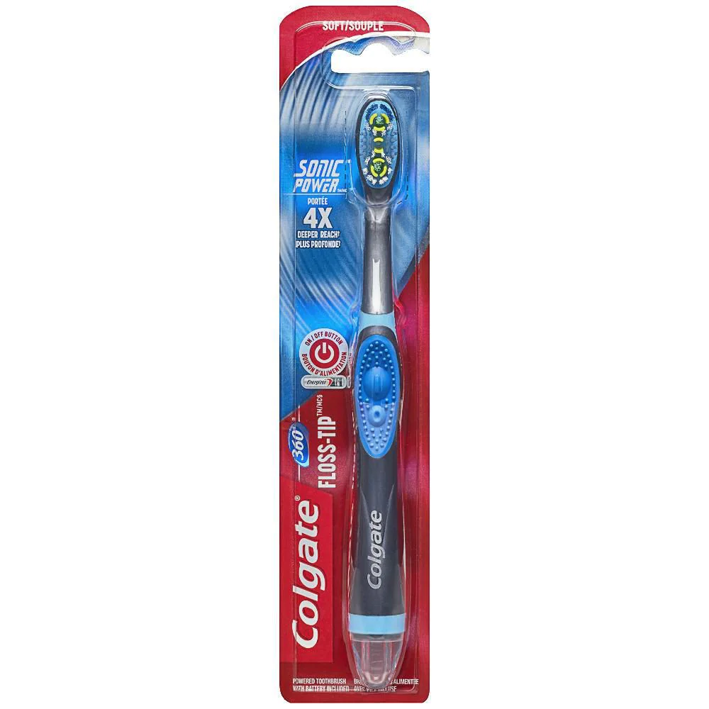 Colgate 360 Floss-Tip Sonic Power Toothbrush (battery included), Soft