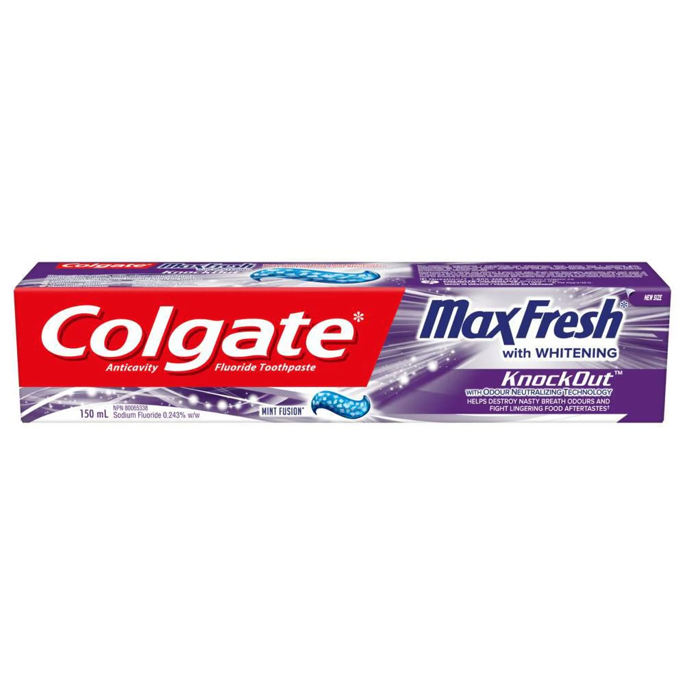 Colgate Max Fresh Knockout Toothpaste with Mini Breath Strips, Electric Mint - 150 ml