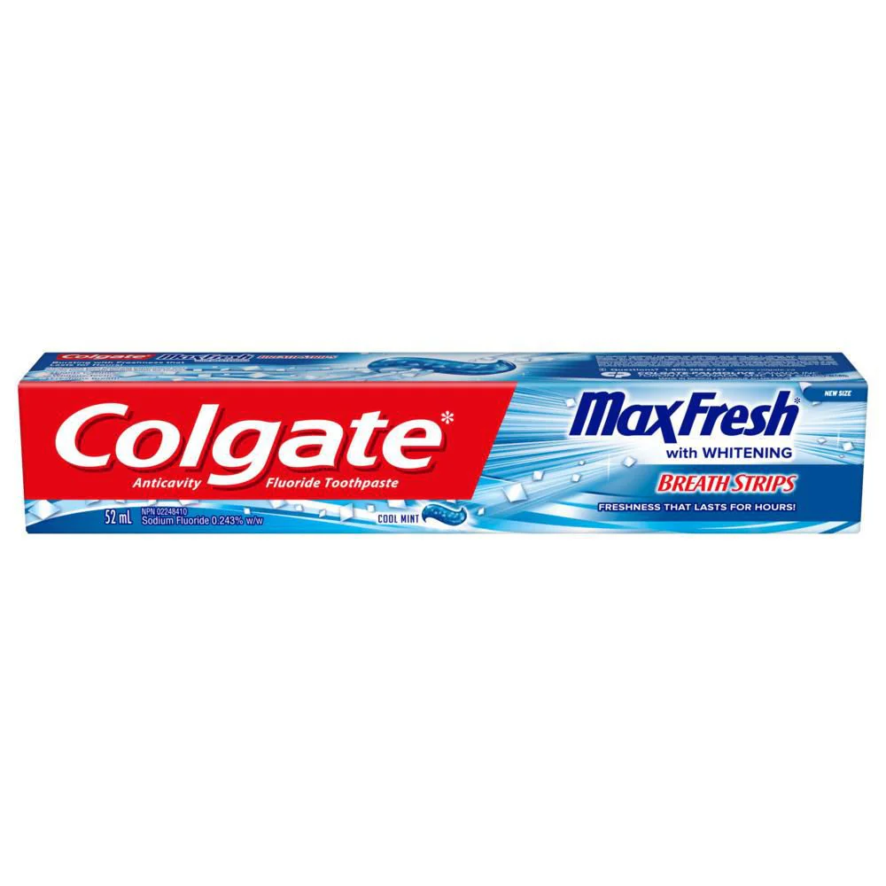 Colgate Max Fresh Whitening Toothpaste with Breath Strips, Cool Mint - 52 ml