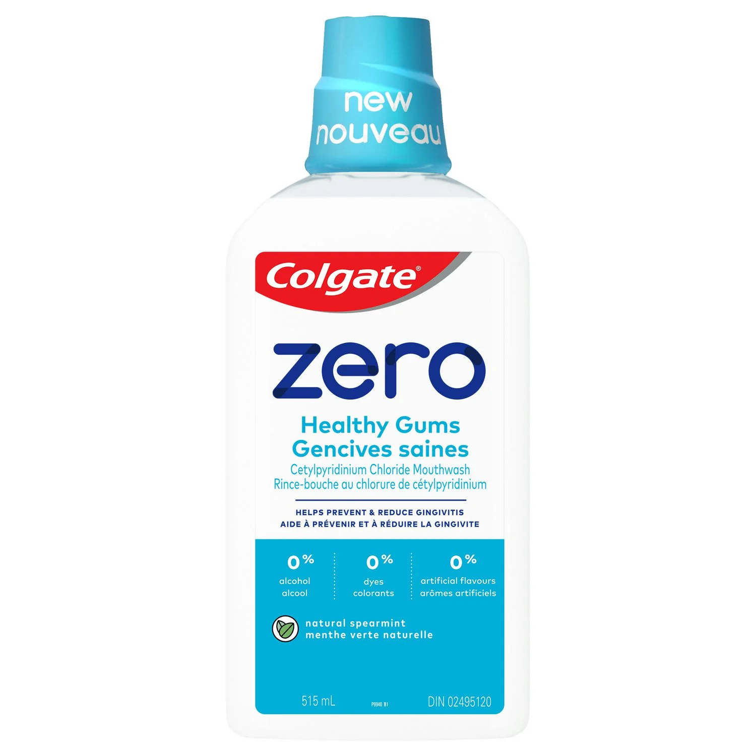 Colgate Zero Mouthwash Healthy Gums, Natural Spearmint - 515 mL